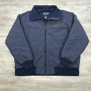 VTG Lands End Jacket Womens Large Petite Blue Full Zip Fleece Lined Made in USA